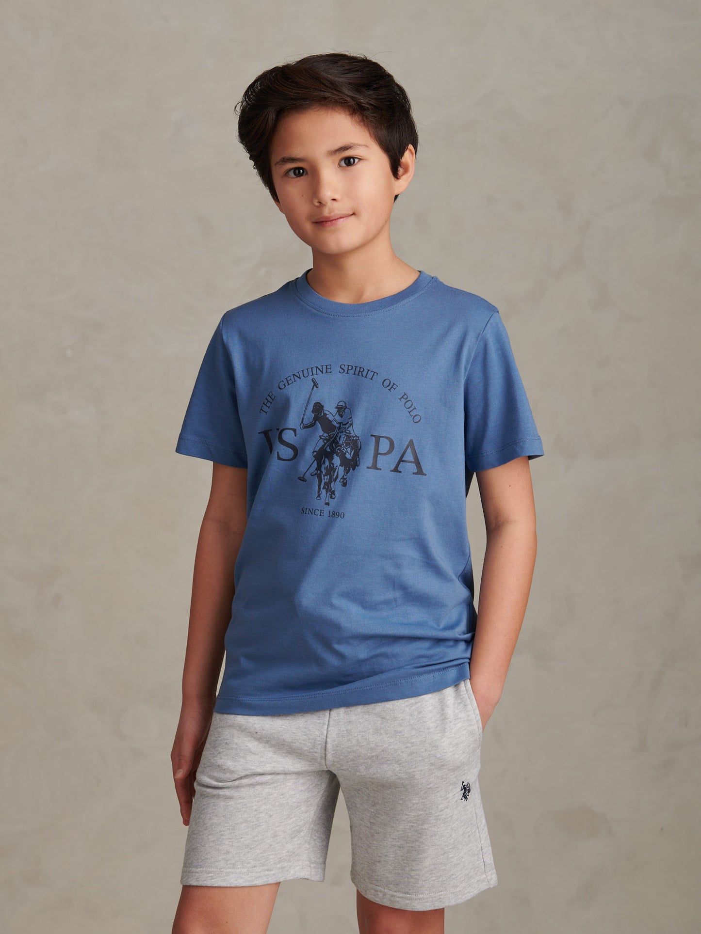 Boys USPA Print Graphic T-Shirt in Blue Horizon