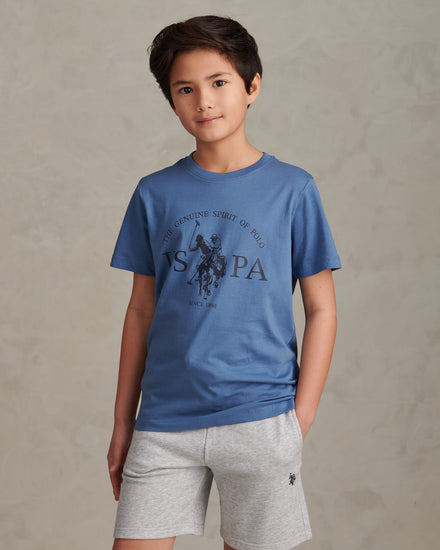 Boys USPA Print Graphic T-Shirt Blue Horizon