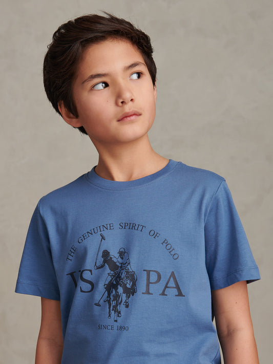 Boys USPA Print Graphic T-Shirt in Blue Horizon