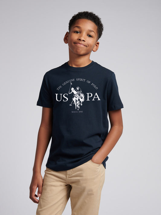 Boys USPA Print Graphic T-Shirt in Dark Sapphire Navy