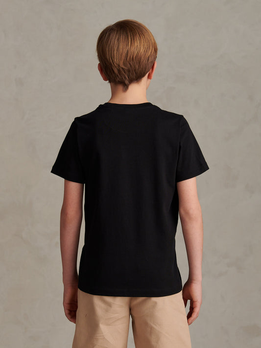 Boys USPA Print Graphic T-Shirt in Black Bright White DHM