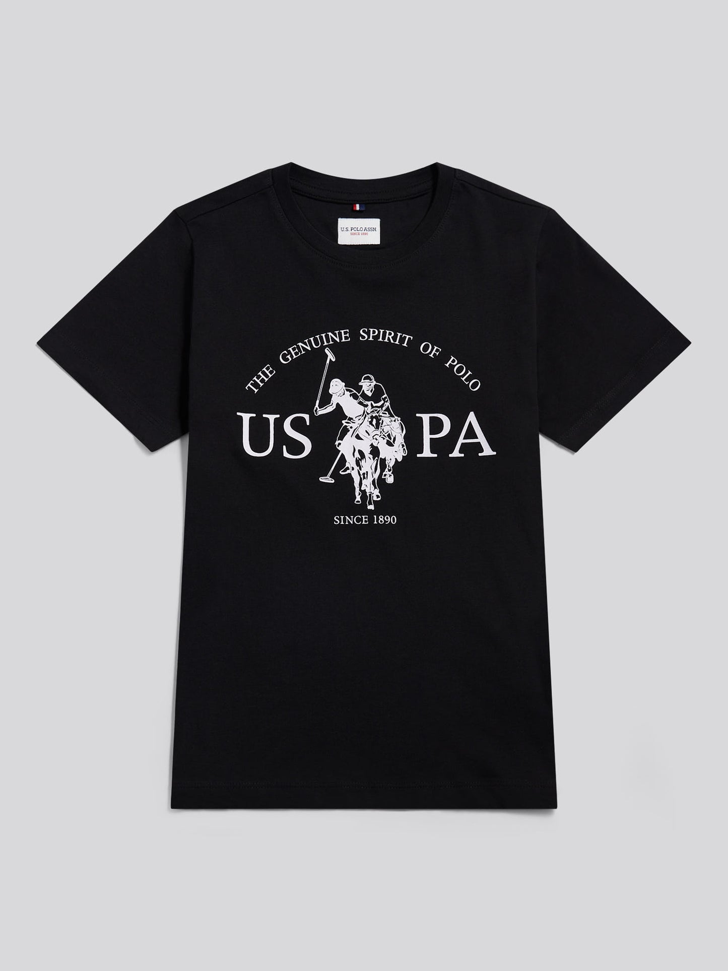 Boys USPA Print Graphic T-Shirt in Black Bright White DHM