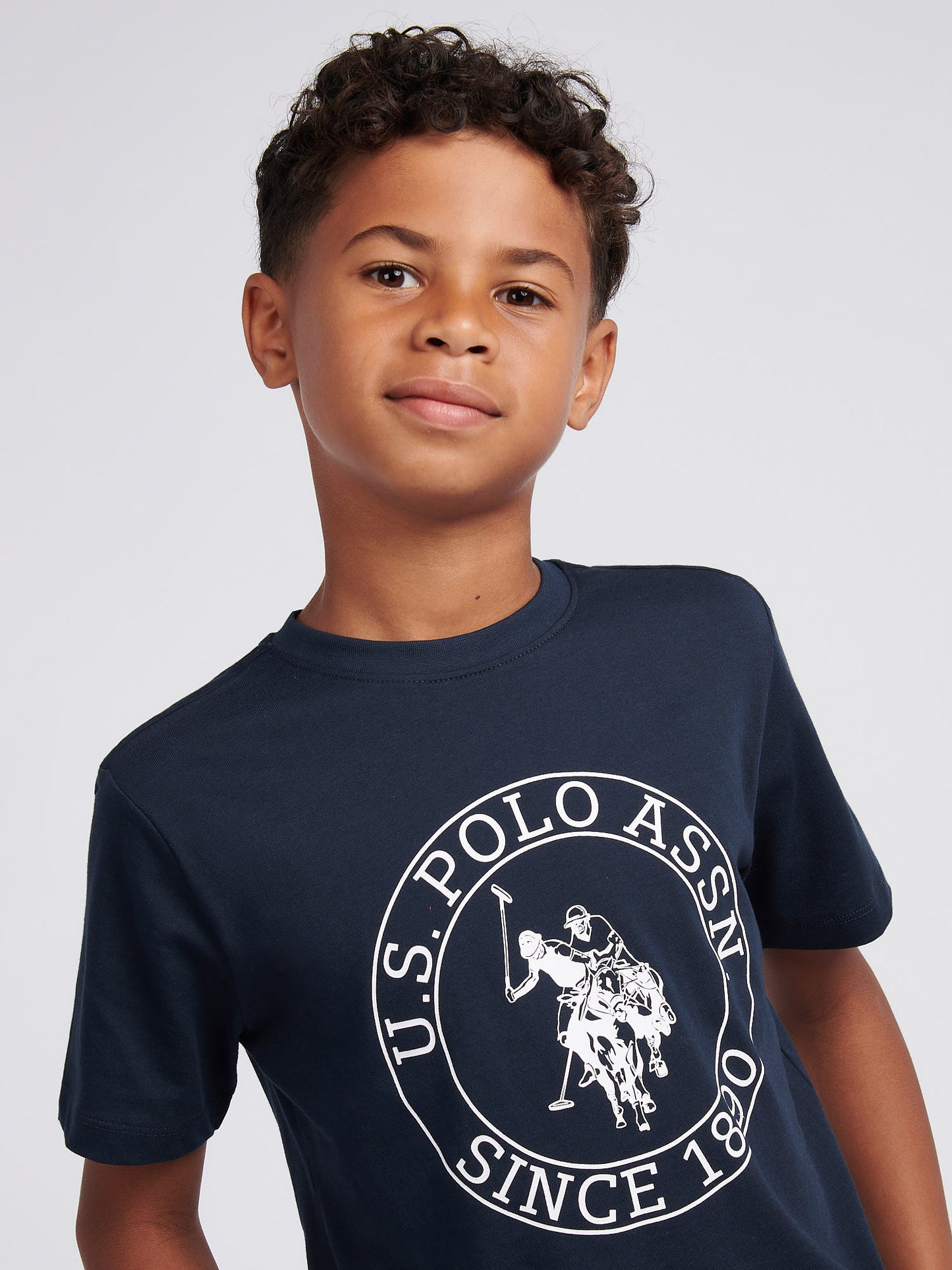 Boys USPA Circle Print T-Shirt in Dark Sapphire Navy
