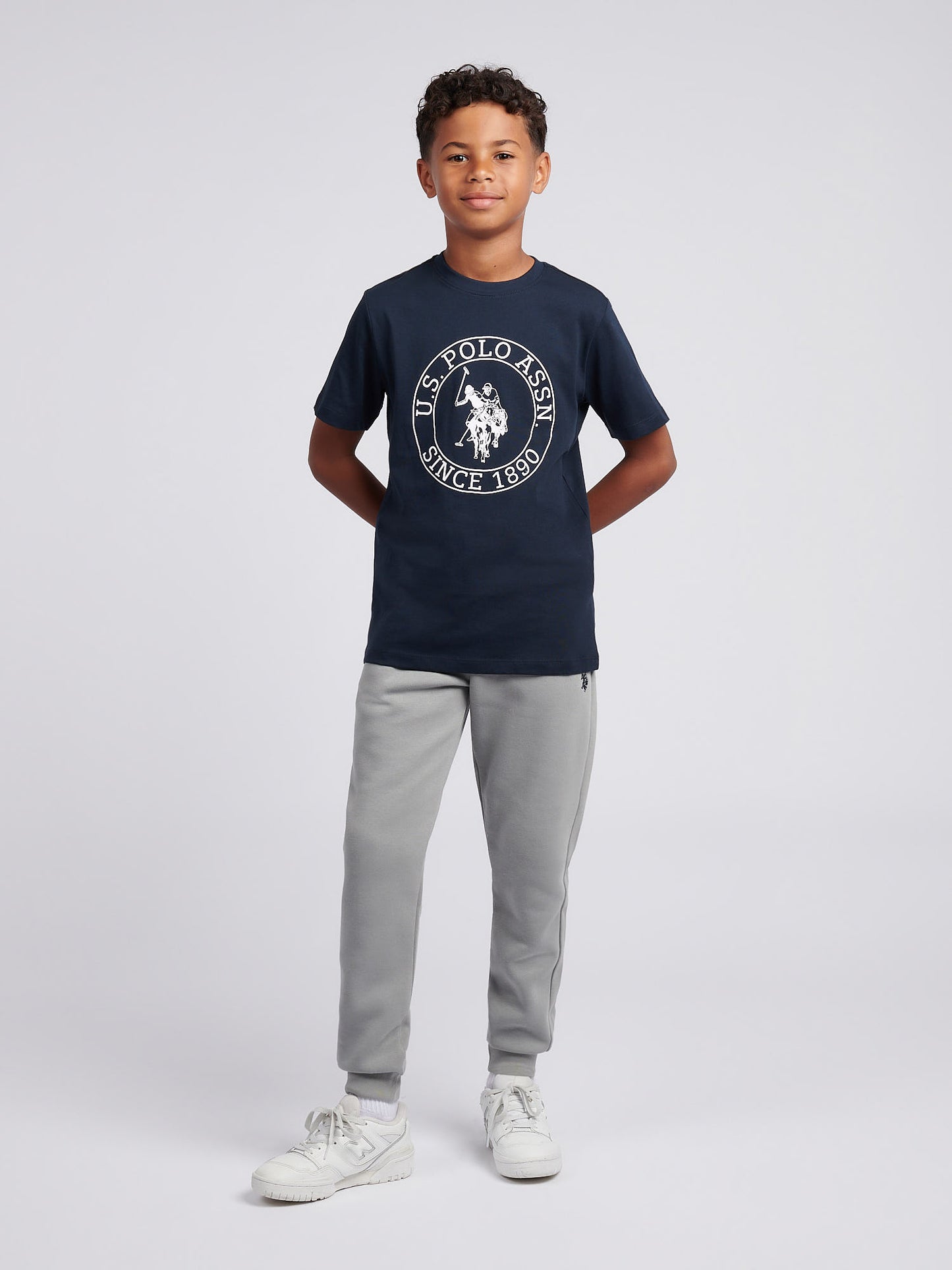 Boys USPA Circle Print T-Shirt in Dark Sapphire Navy