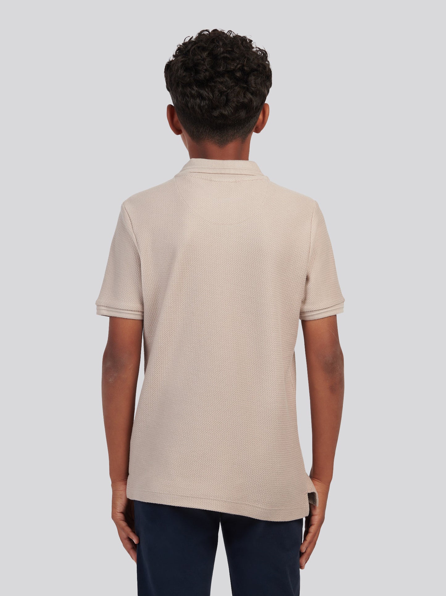 Boys Herringbone Texture Polo Shirt in Atmosphere
