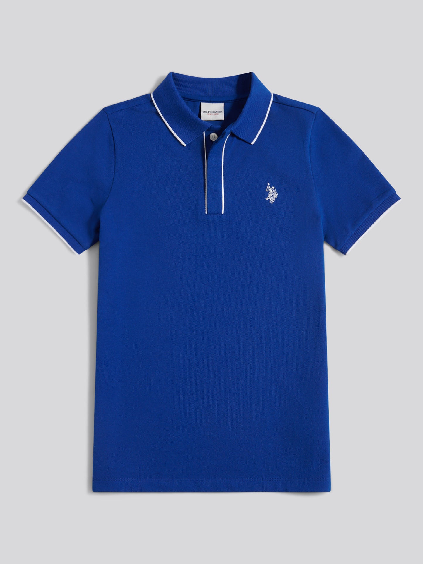 Boys Piped Pique Polo Shirt in Sodalite Blue