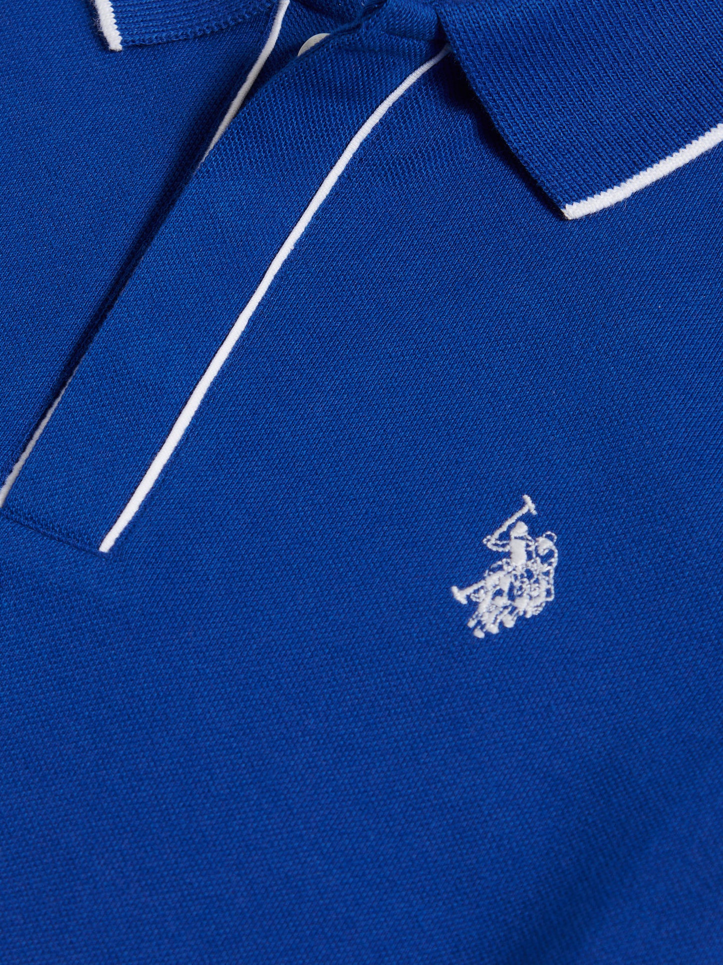 Boys Piped Pique Polo Shirt in Sodalite Blue