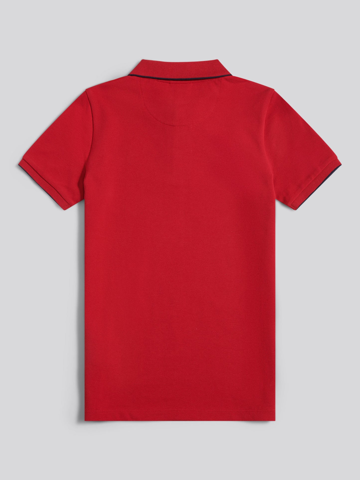 Boys Piped Pique Polo Shirt in Haute Red