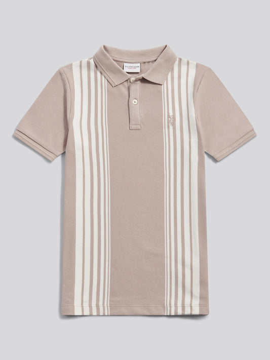 Boys Vertical Stripe Polo Shirt in Atmosphere
