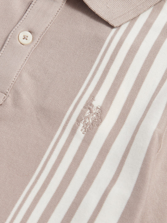 Boys Vertical Stripe Polo Shirt in Atmosphere