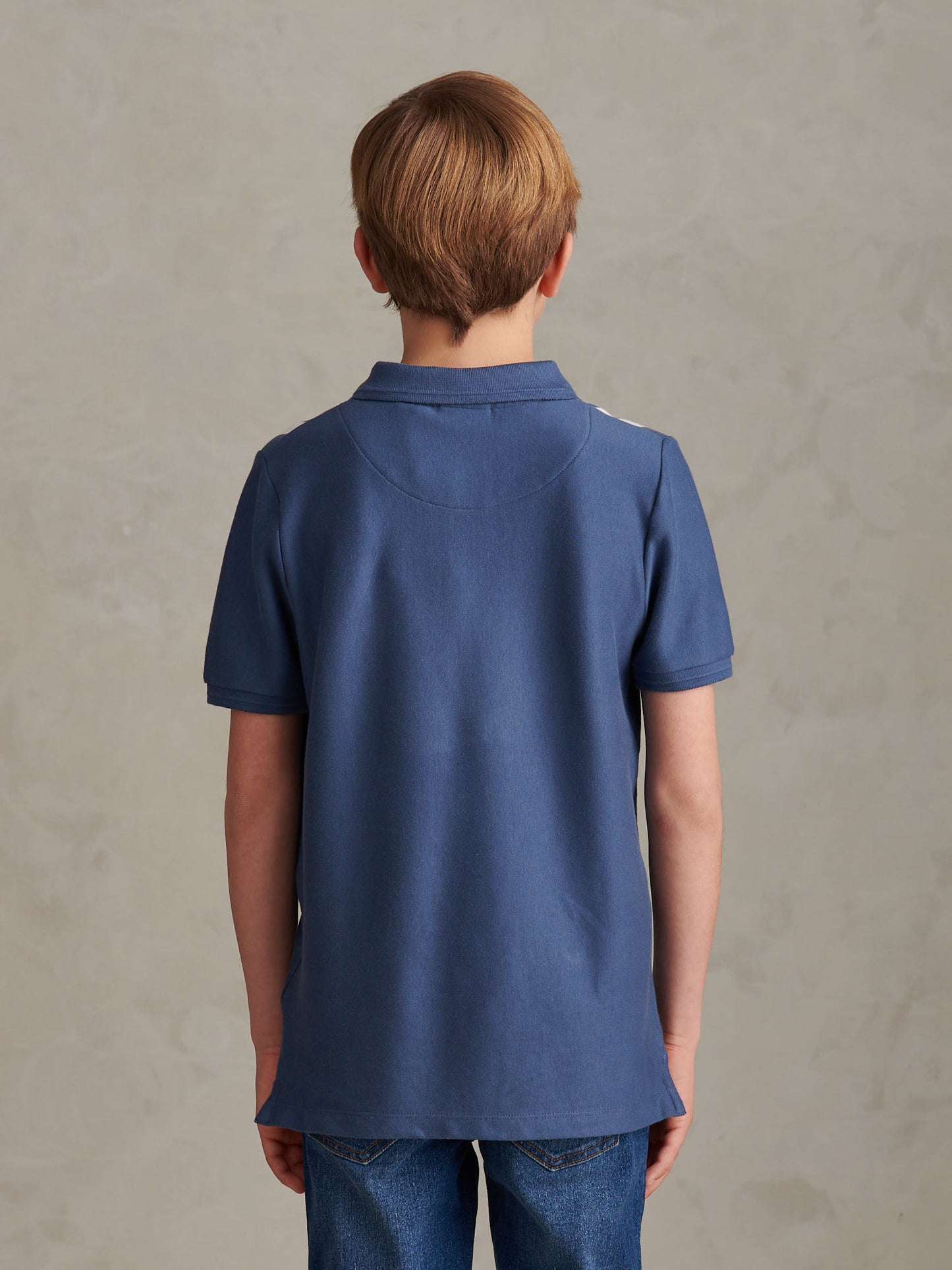Boys Vertical Stripe Polo Shirt in Vintage Indigo