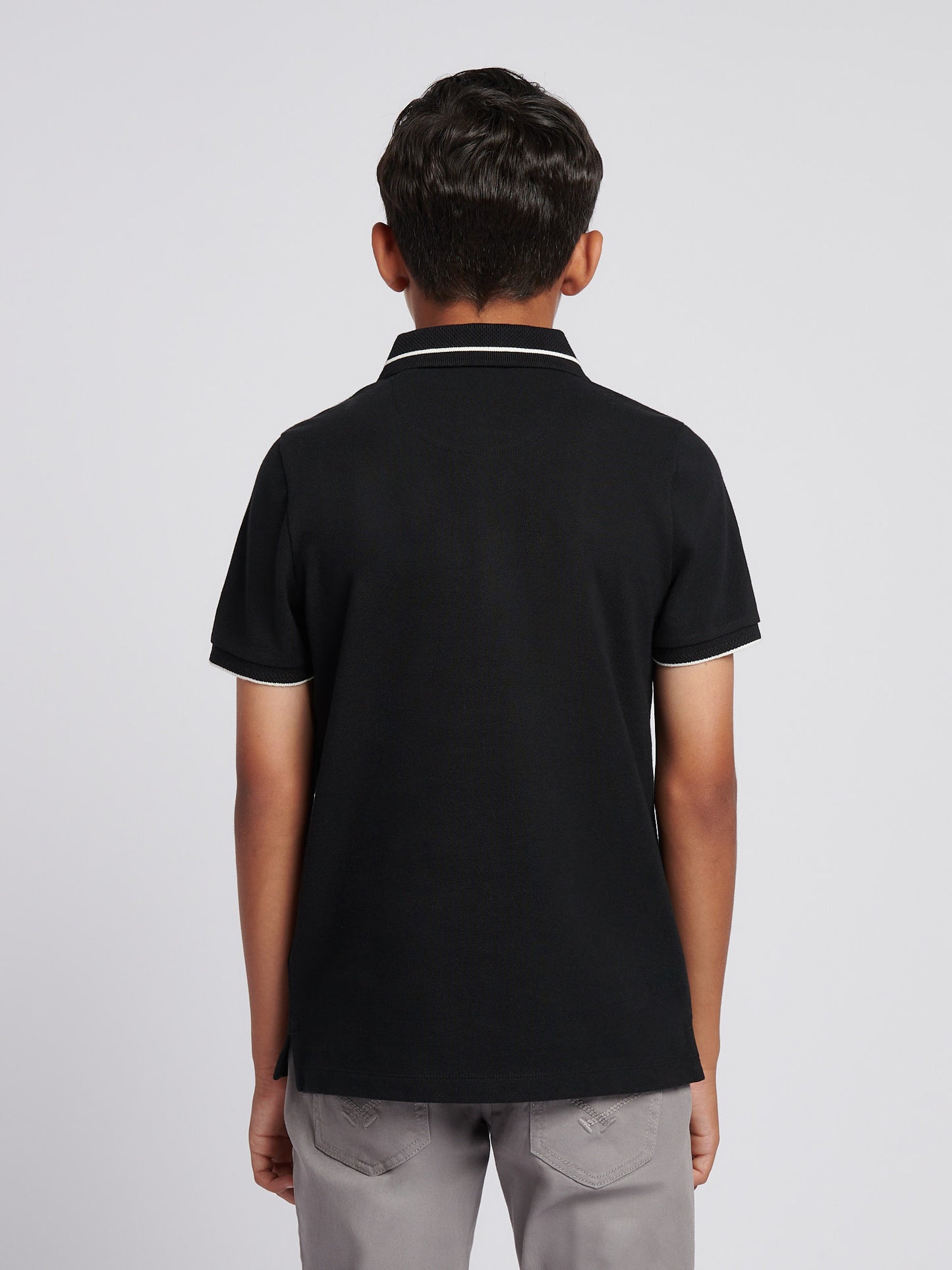 Boys Smart Pique Polo Shirt in Black