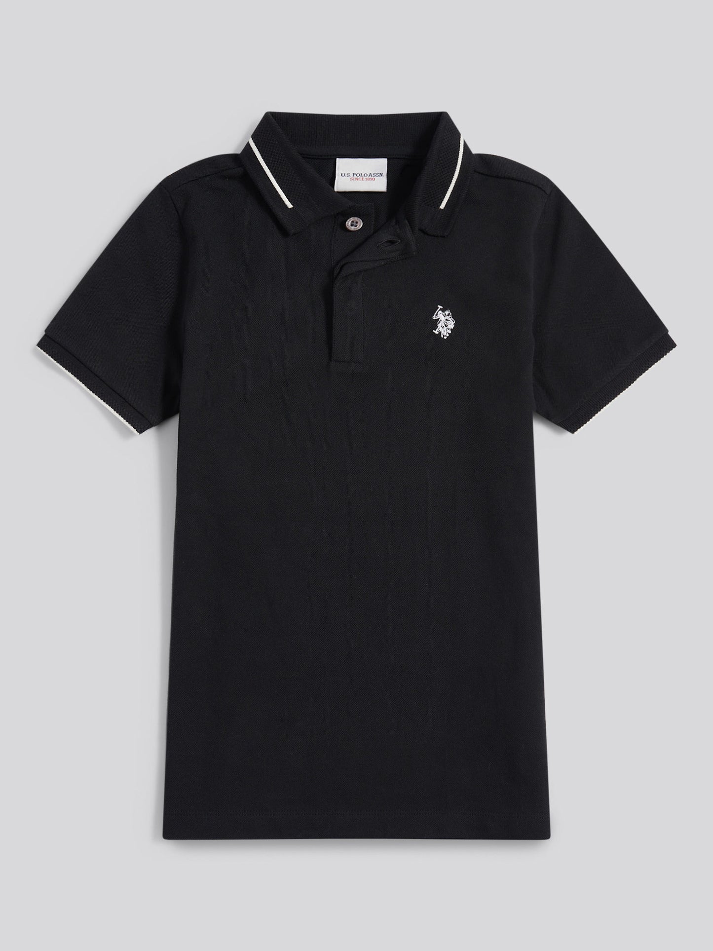 Boys Smart Pique Polo Shirt in Black