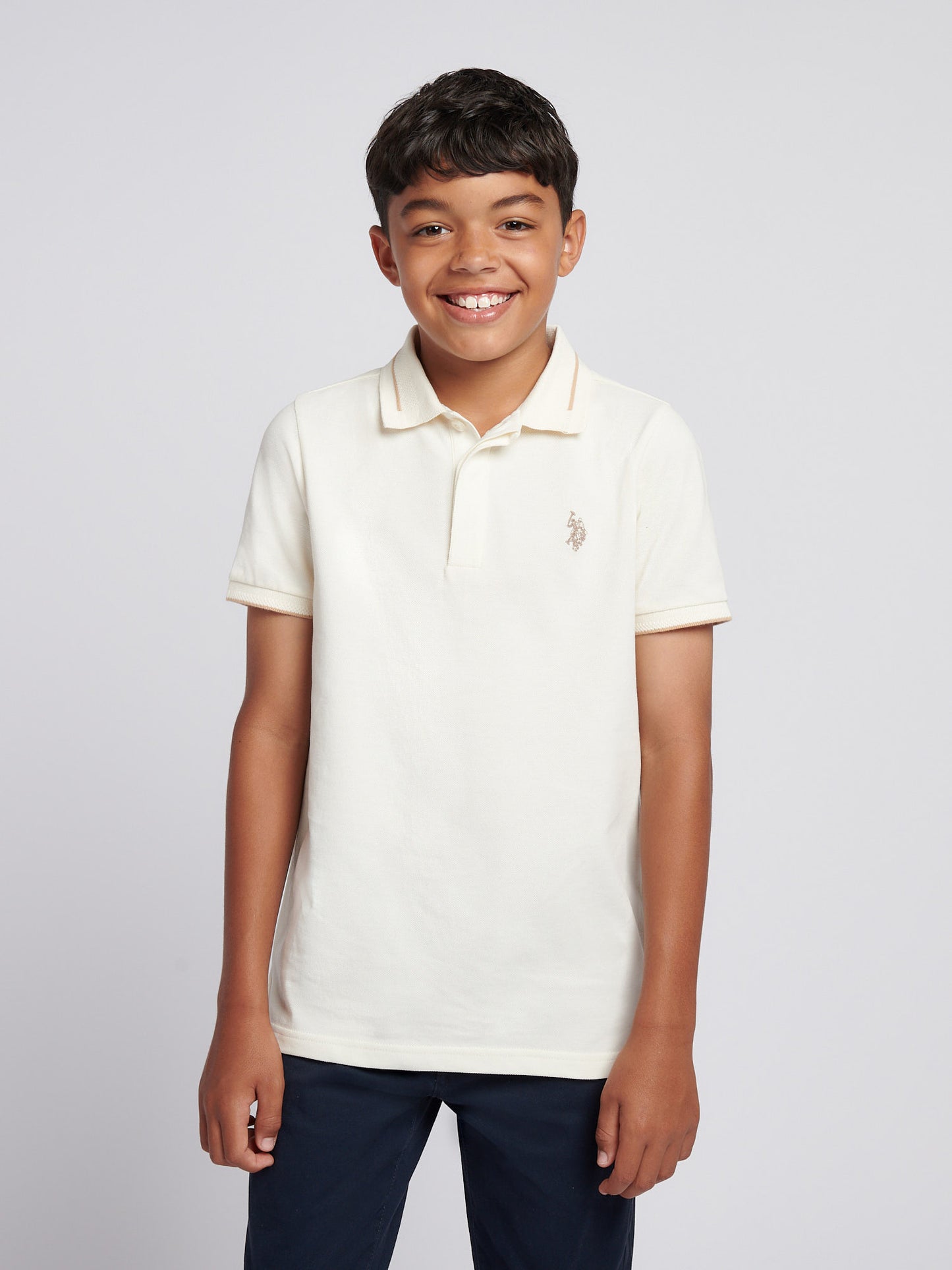 Boys Smart Pique Polo Shirt in Whisper White