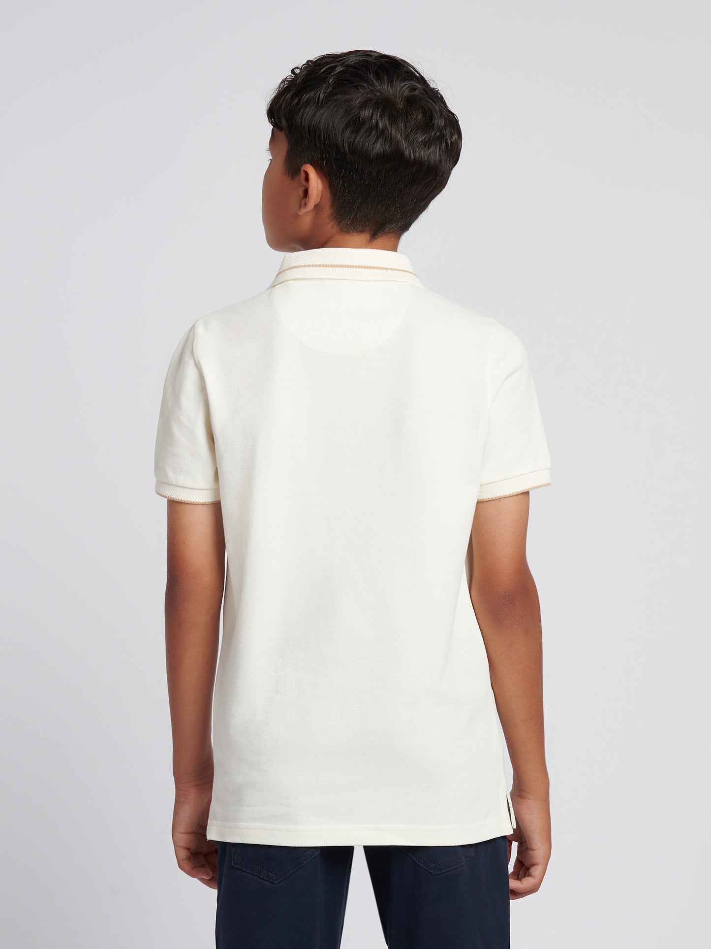 Boys Smart Pique Polo Shirt in Whisper White
