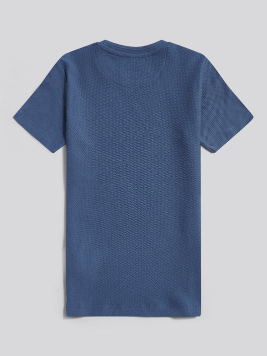 Boys Herringbone Texture T-Shirt in Vintage Indigo