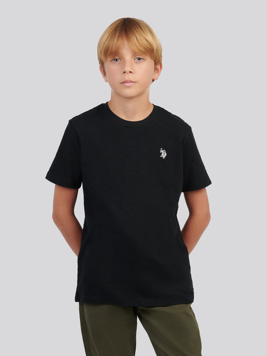 "Boys Check Texture T-Shirt, in" Black