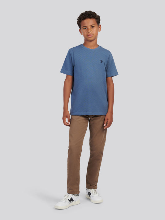 "Boys Check Texture T-Shirt, in" Vintage Indigo