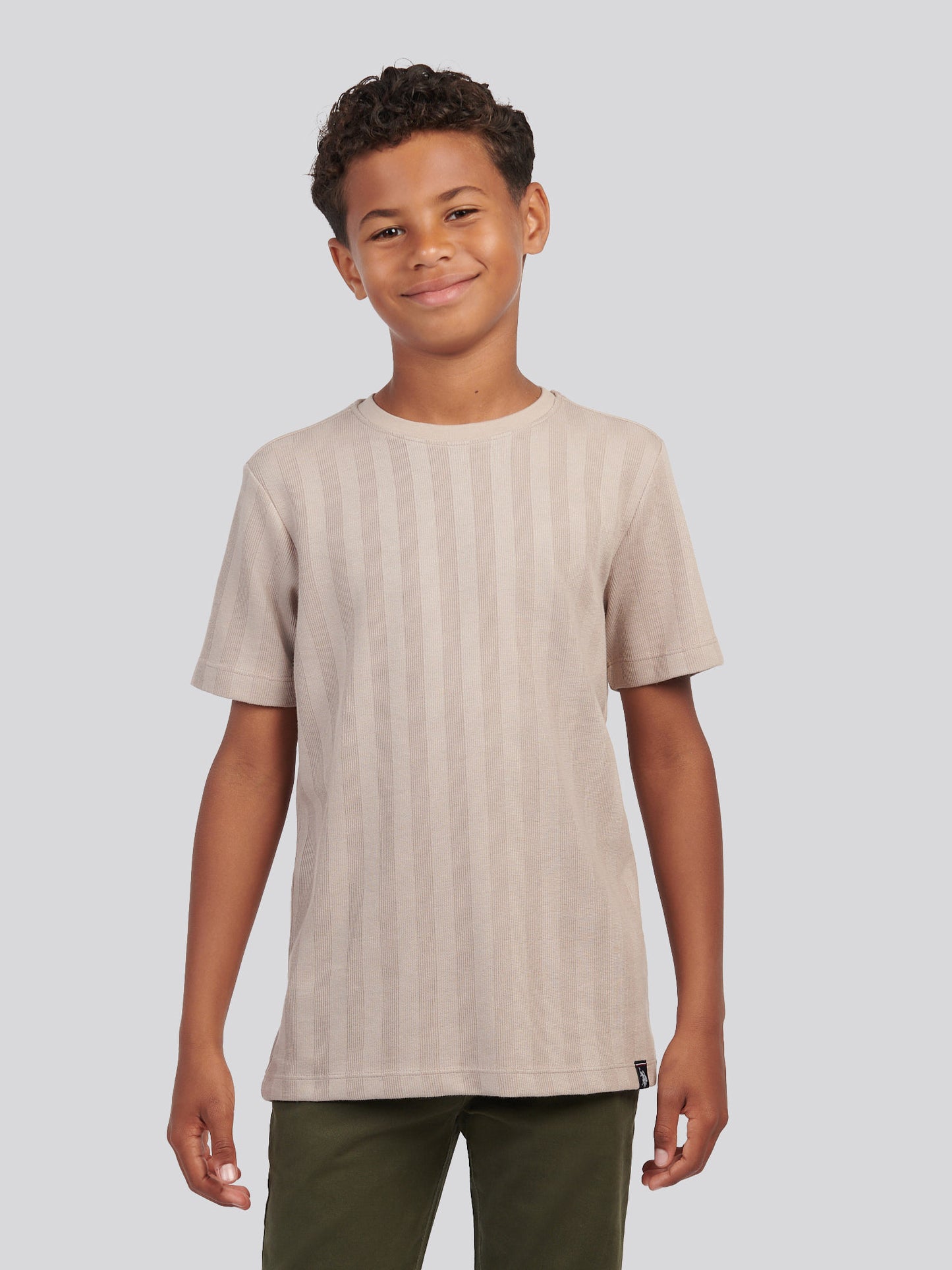 Boys Smart Vertical Texture T-Shirt in Atmosphere