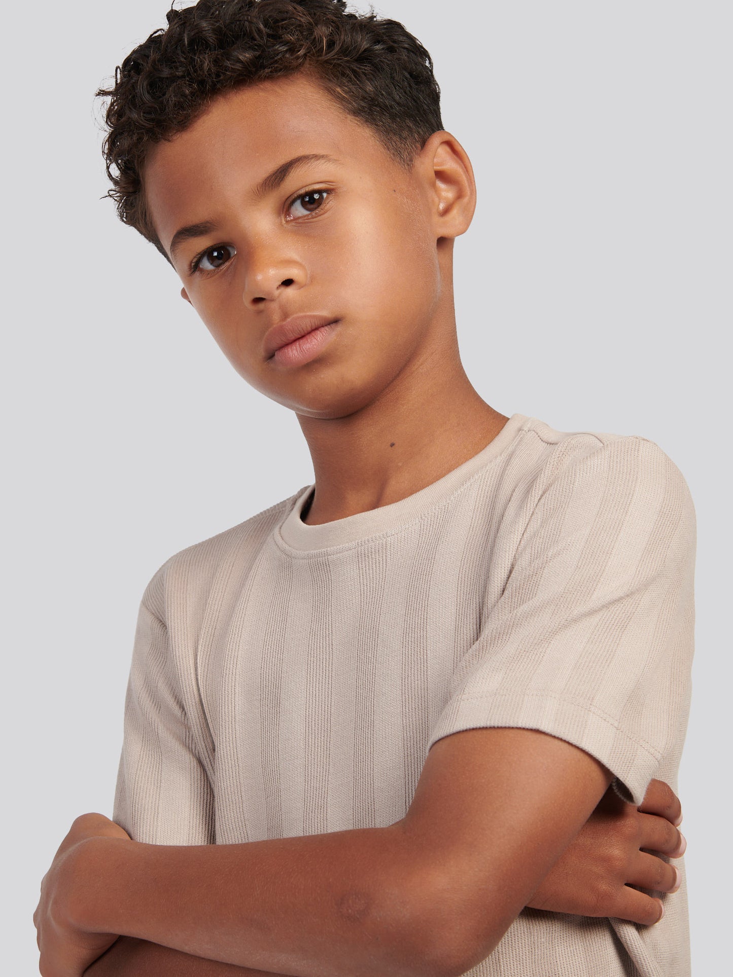 Boys Smart Vertical Texture T-Shirt in Atmosphere