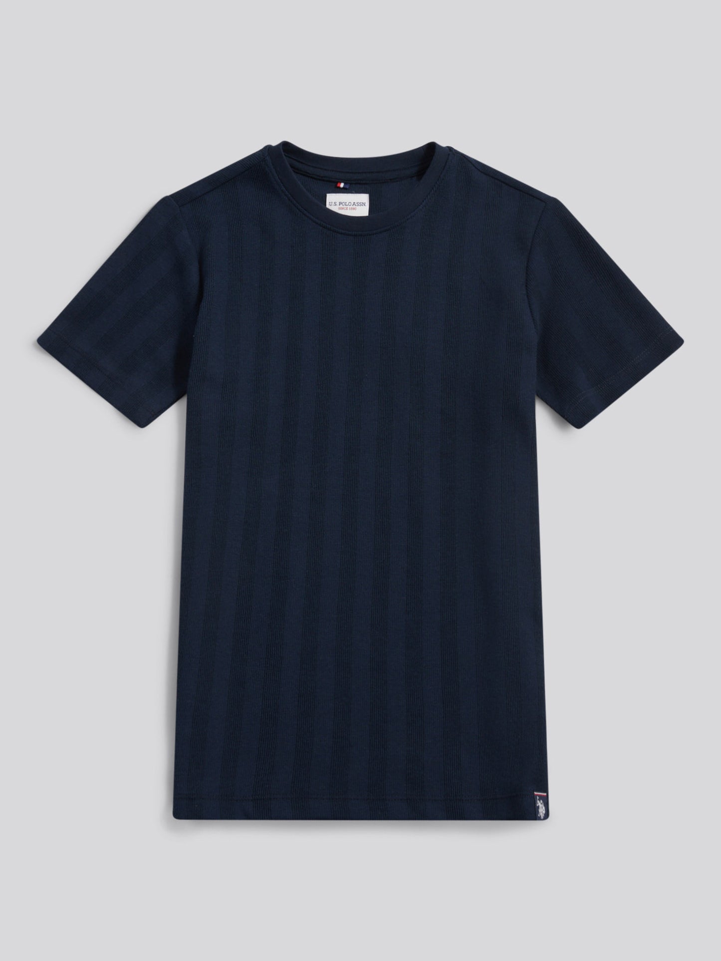Boys Smart Vertical Texture T-Shirt in Dark Sapphire Navy