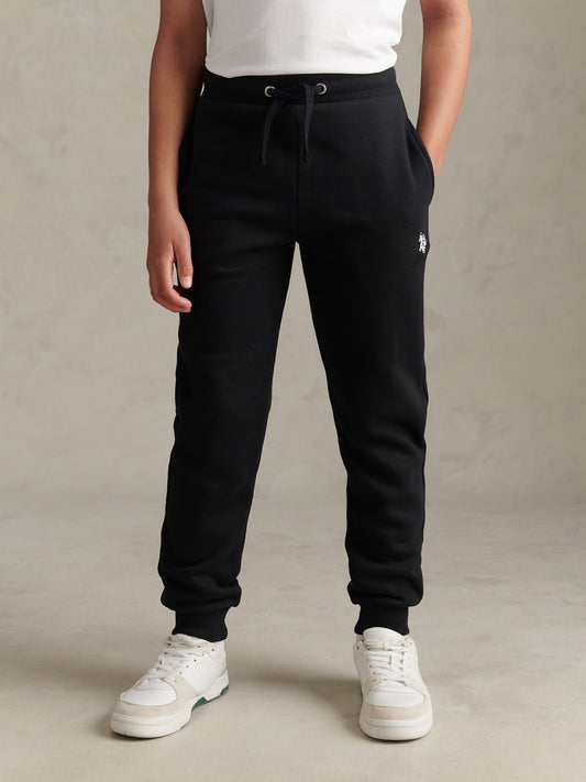 Boys Double Horsemen Loopback Jogger Black Bright White DHM