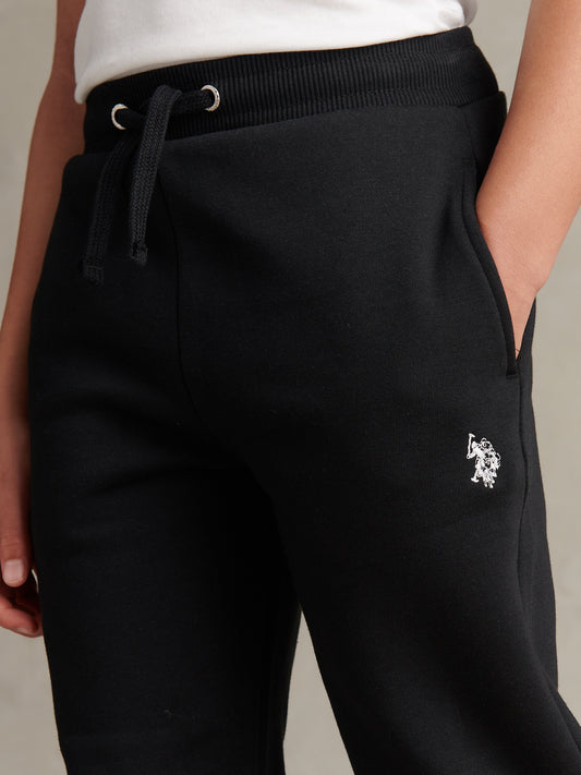 Boys Double Horsemen Loopback Jogger Black Bright White DHM