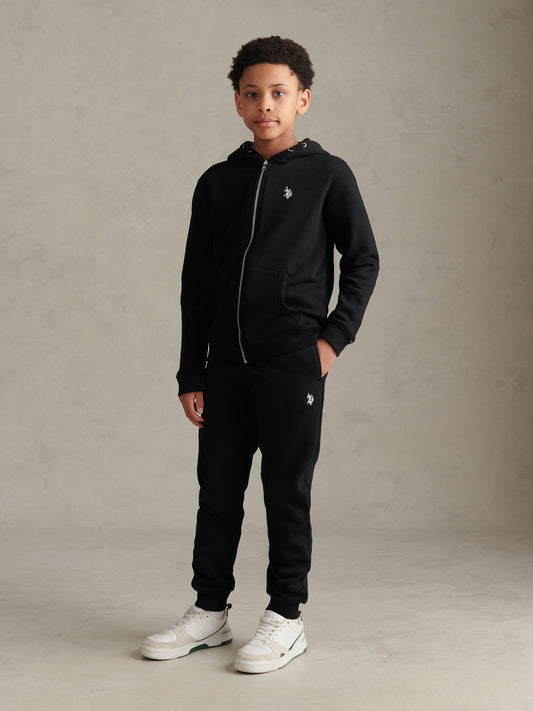 Boys Double Horsemen Loopback Jogger Black Bright White DHM