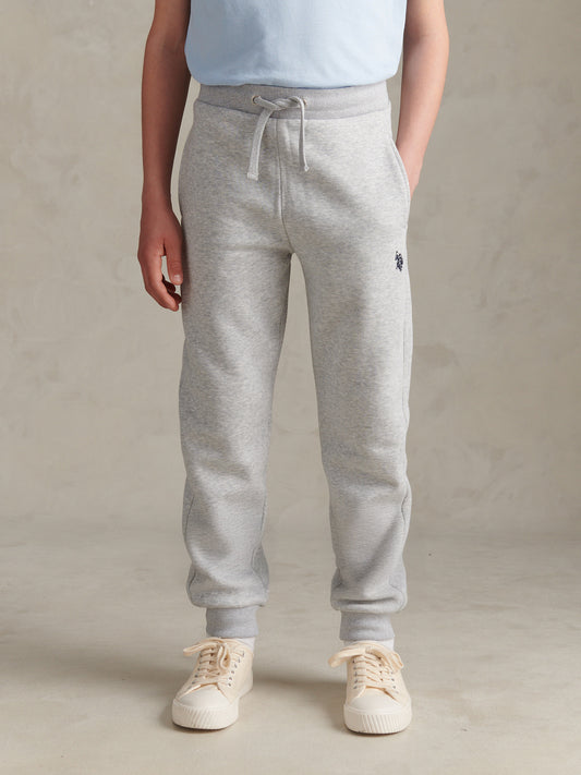 Boys Double Horsemen Loopback Jogger Mid Grey Marl