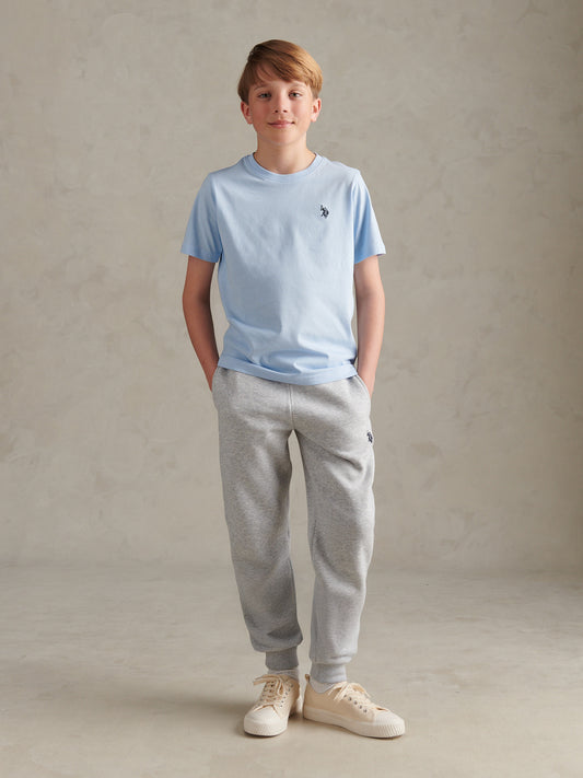Boys Double Horsemen Loopback Jogger Mid Grey Marl