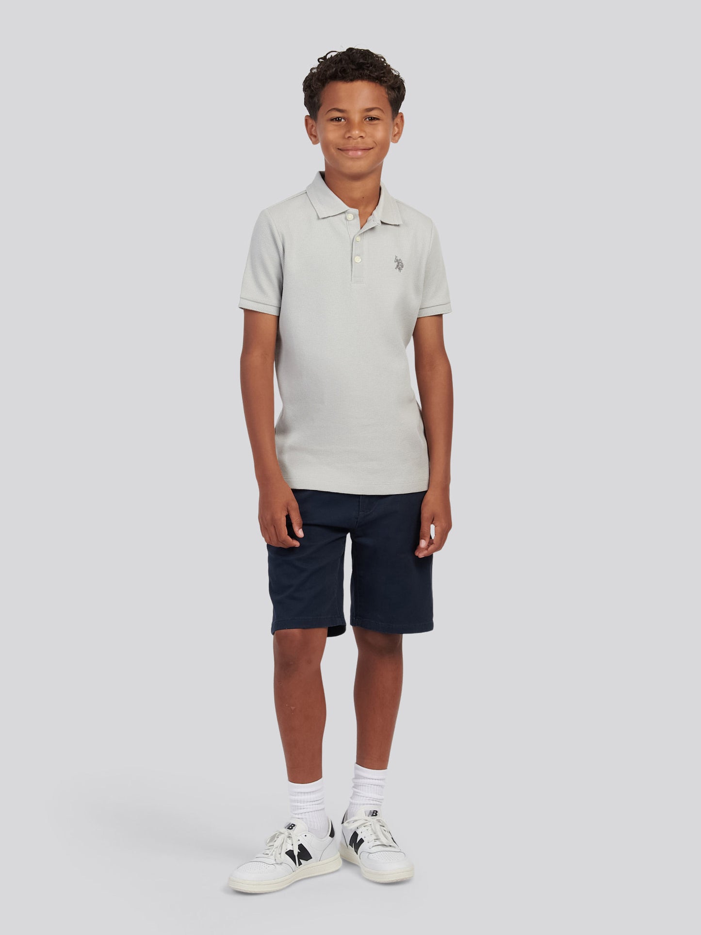 Boys Waffle Texture Polo Shirt in High Rise