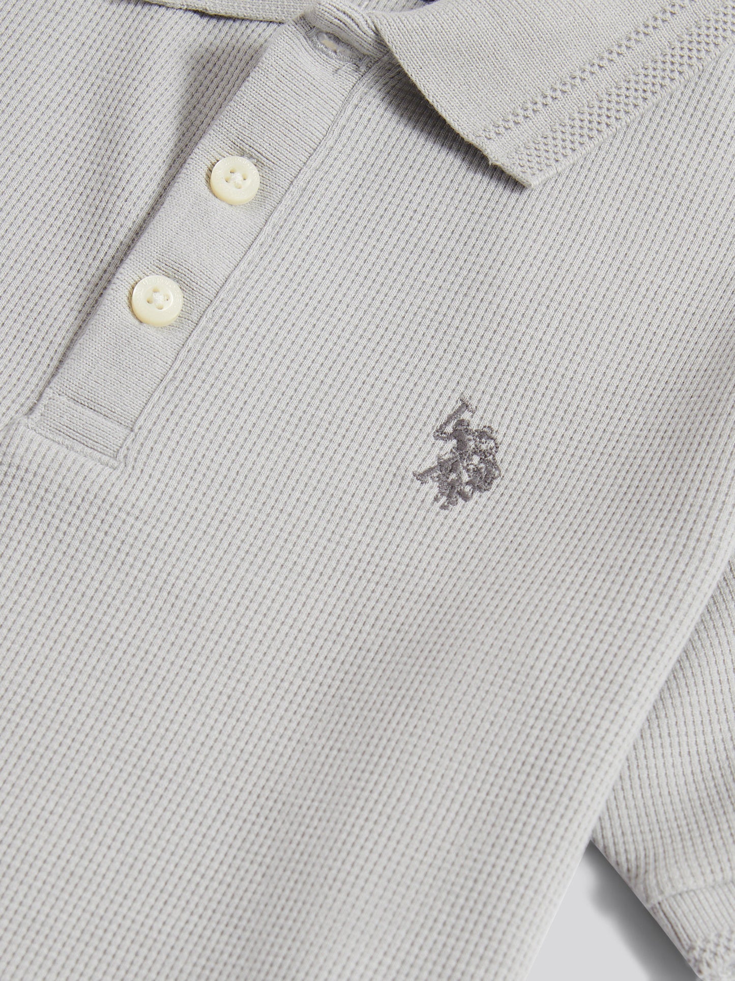 Boys Waffle Texture Polo Shirt in High Rise