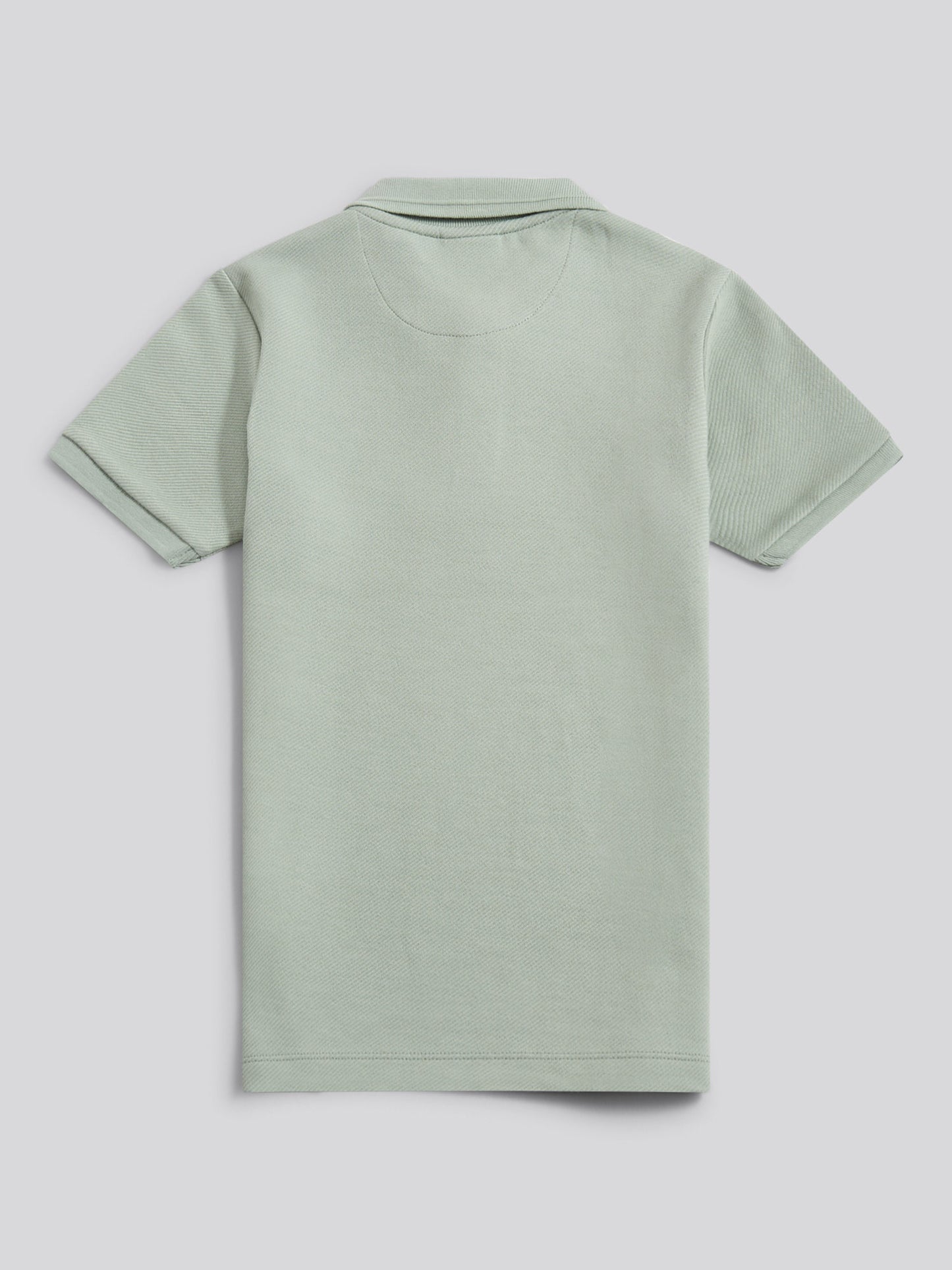 Boys Twill Texture Polo Shirt in Iceberg Green