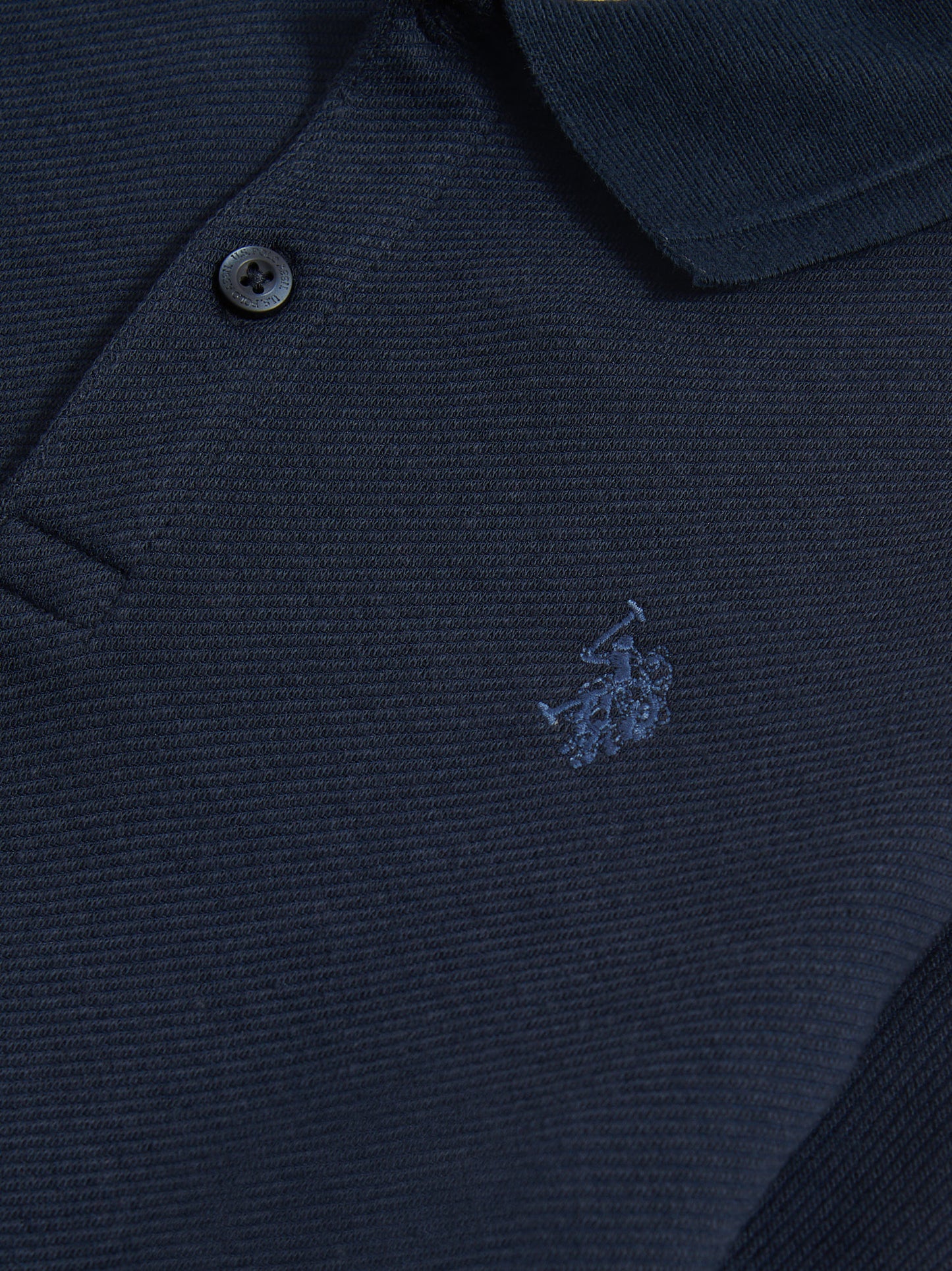 Boys Twill Texture Polo Shirt in Dark Sapphire Navy / Moonlight Blue DHM