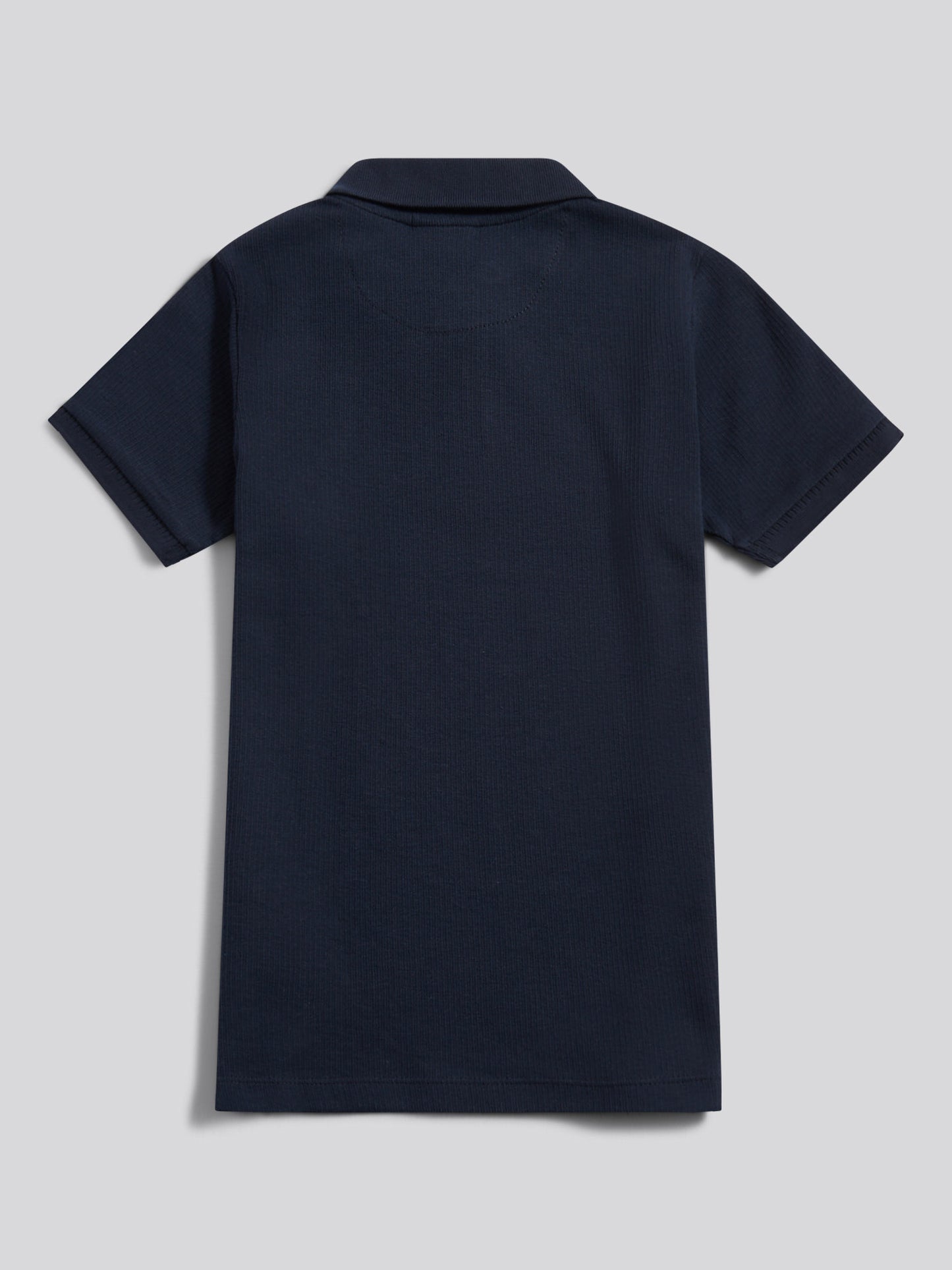 Boys Heritage Textured Polo Shirt in Dark Sapphire Navy / Moonlight Blue DHM