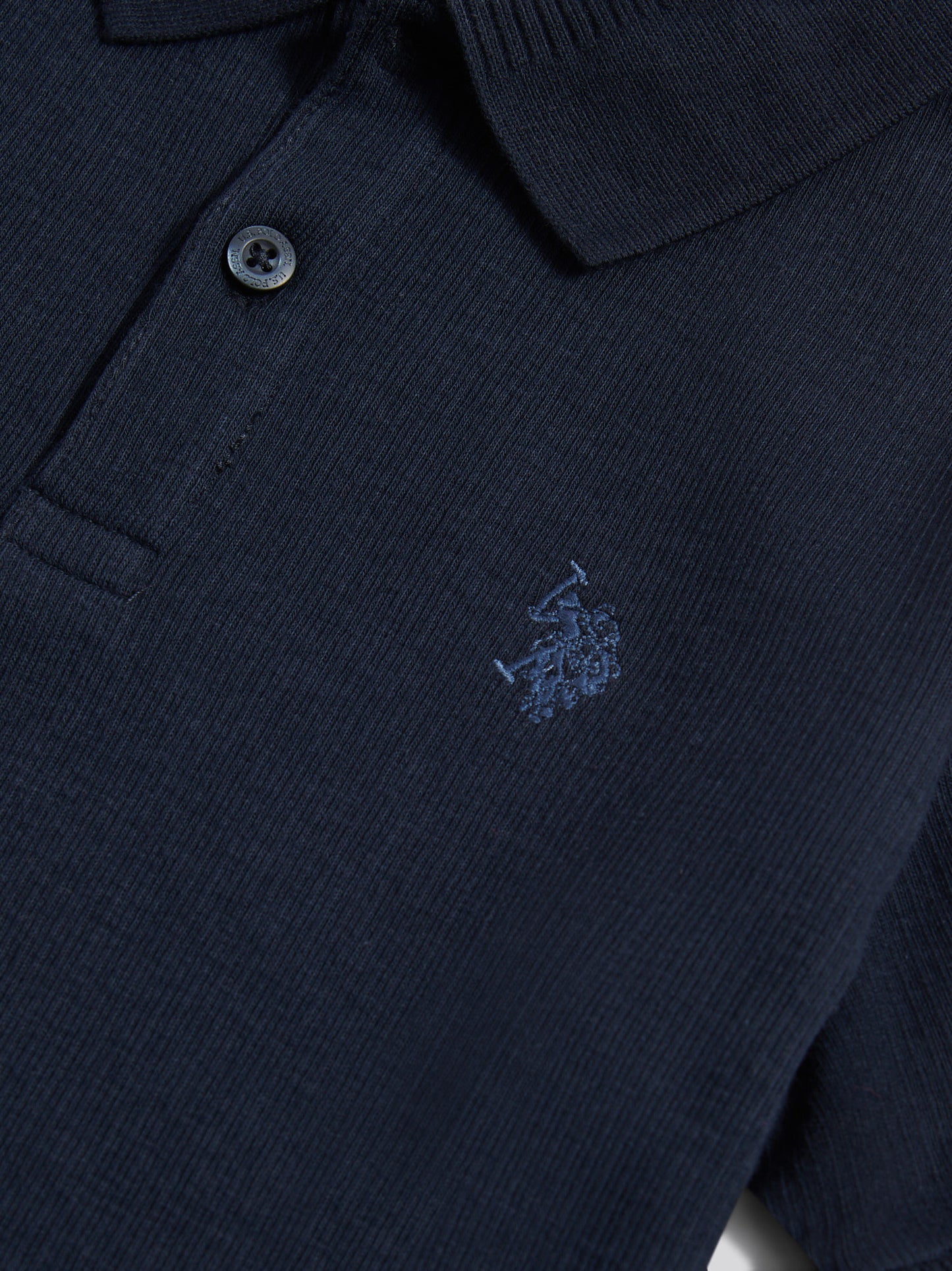 Boys Heritage Textured Polo Shirt in Dark Sapphire Navy / Moonlight Blue DHM