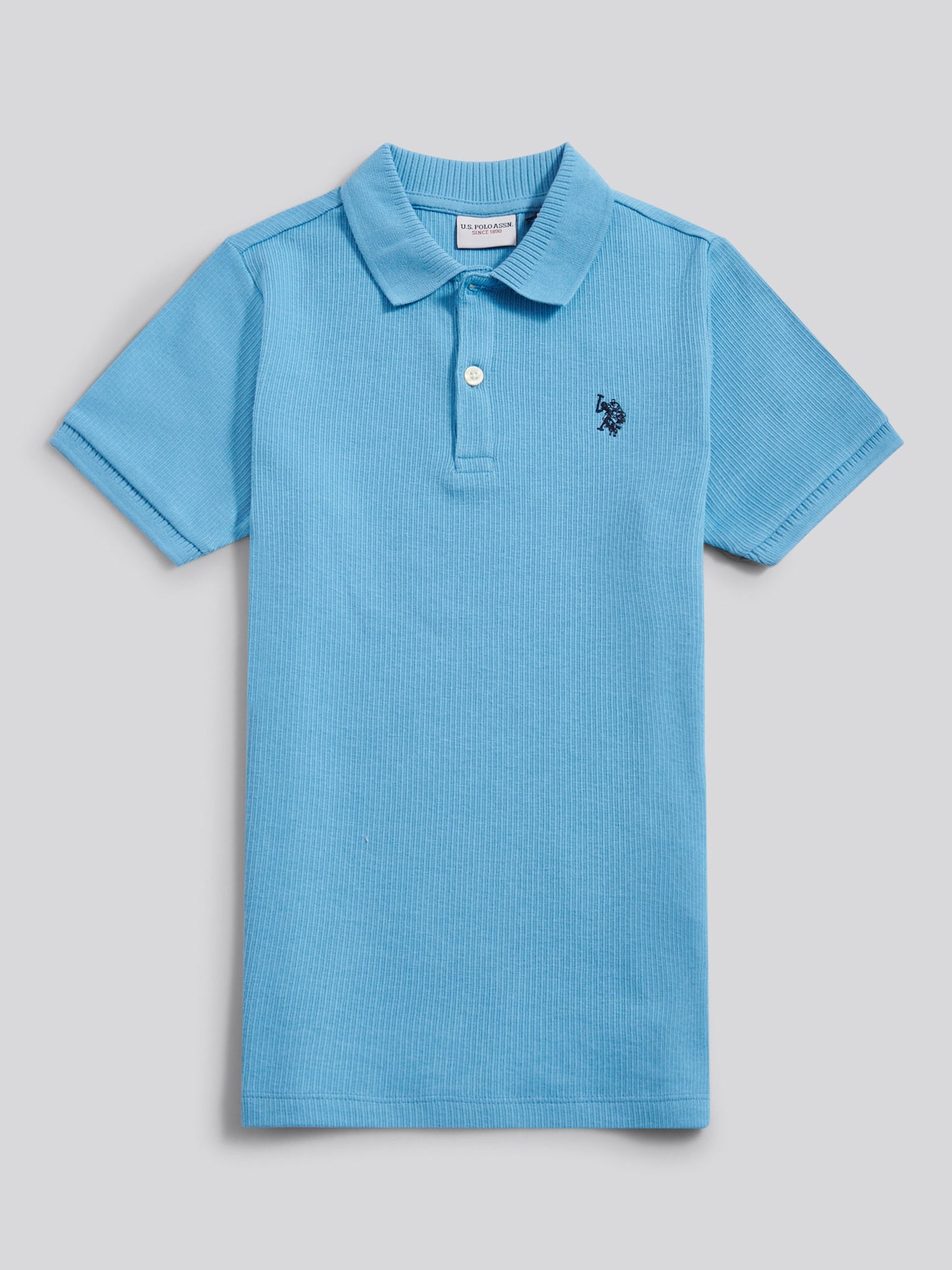 Boys Heritage Textured Polo Shirt in Heritage Blue