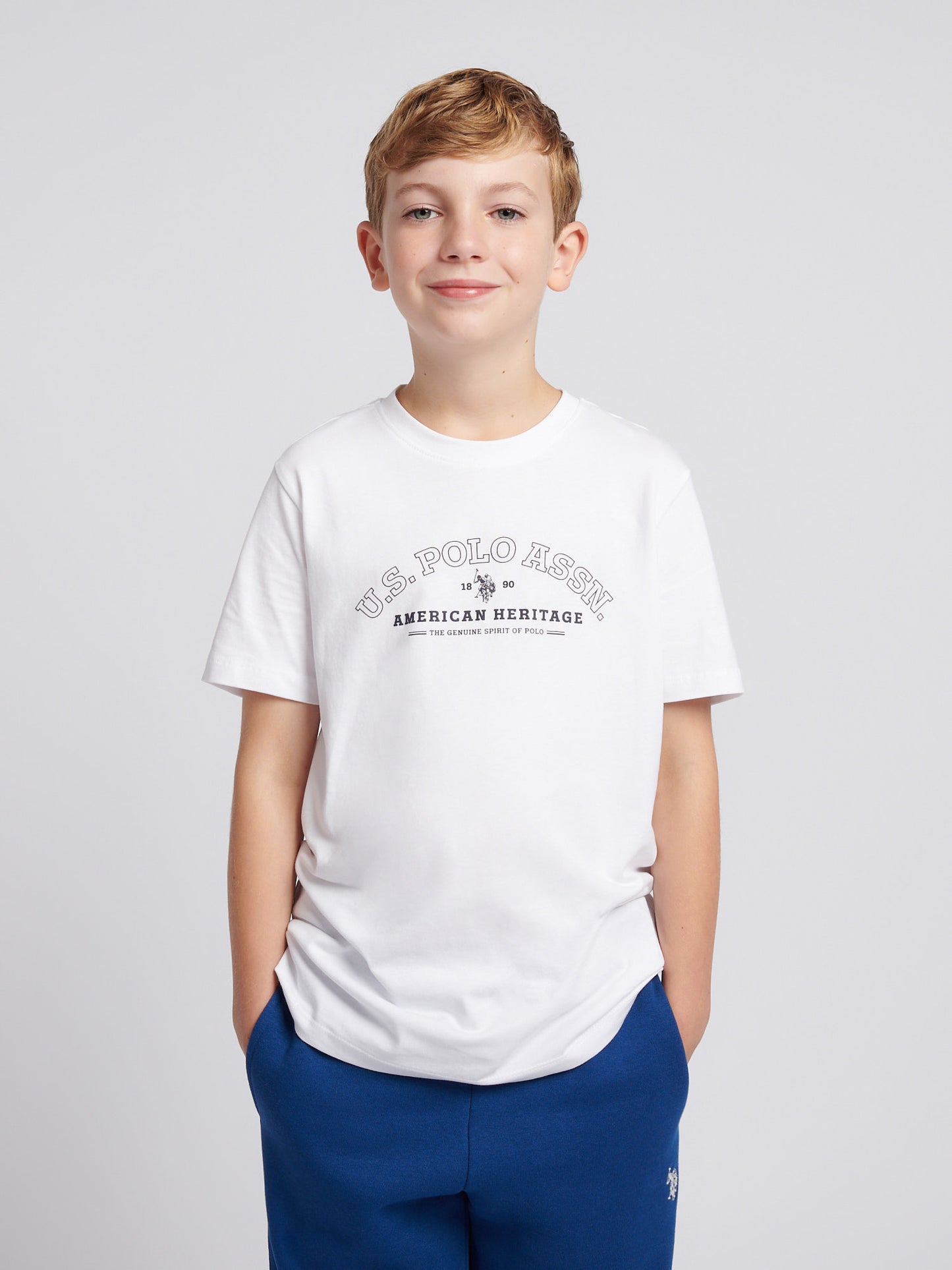 Boys Heritage Graphic Print T-Shirt in Bright White
