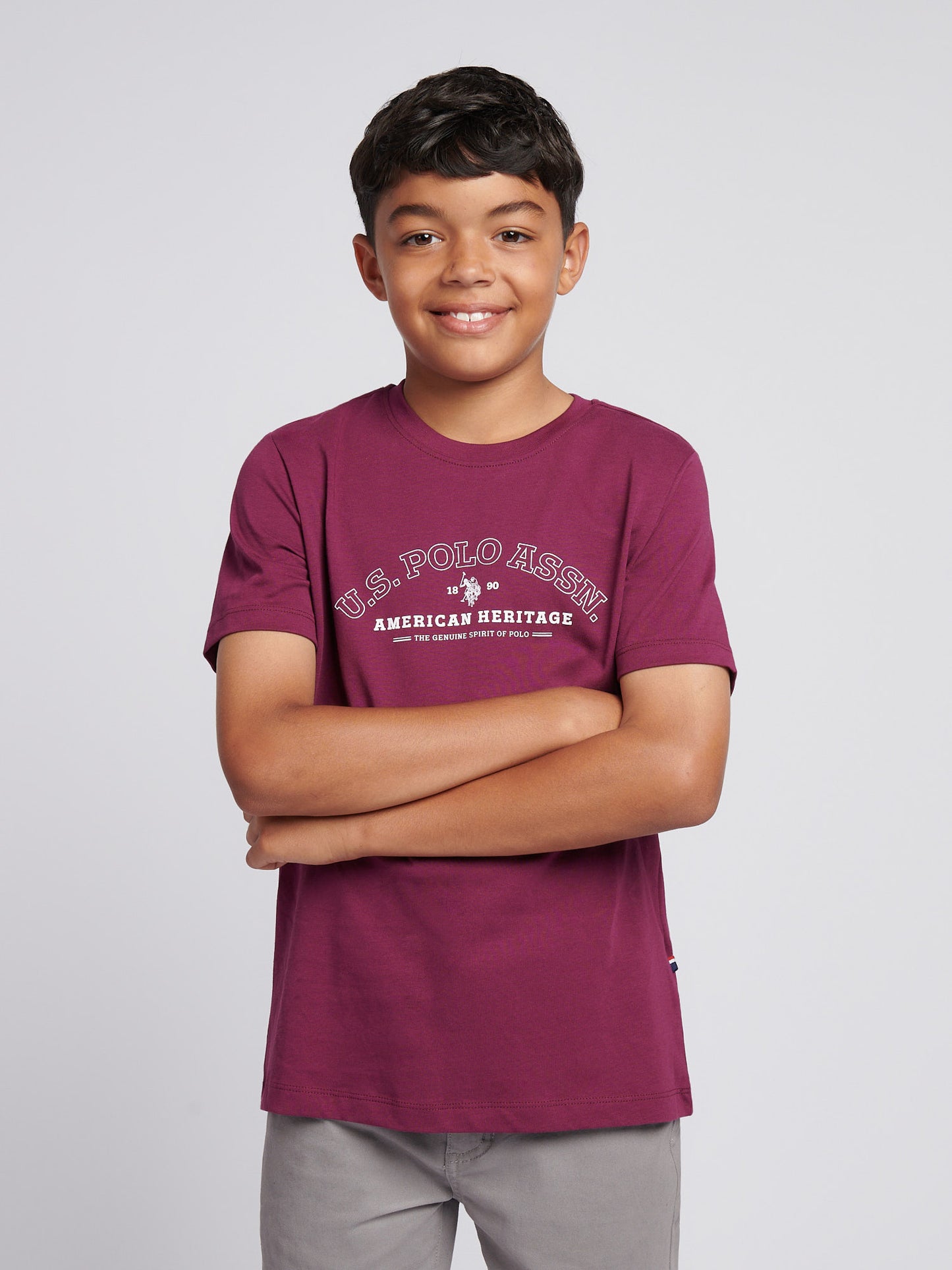 Boys Heritage Graphic Print T-Shirt in Grape Wine
