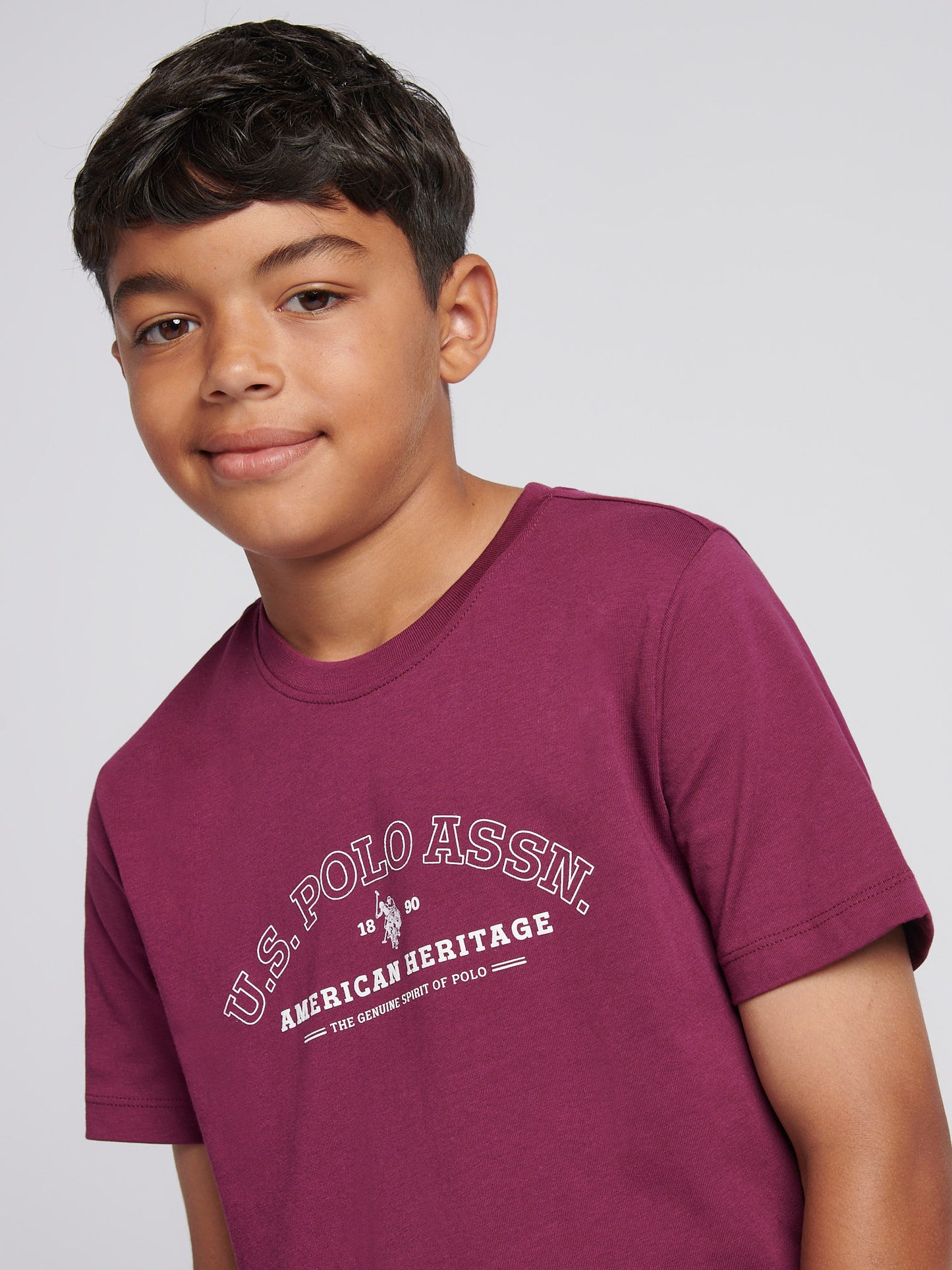 Boys Heritage Graphic Print T-Shirt in Grape Wine