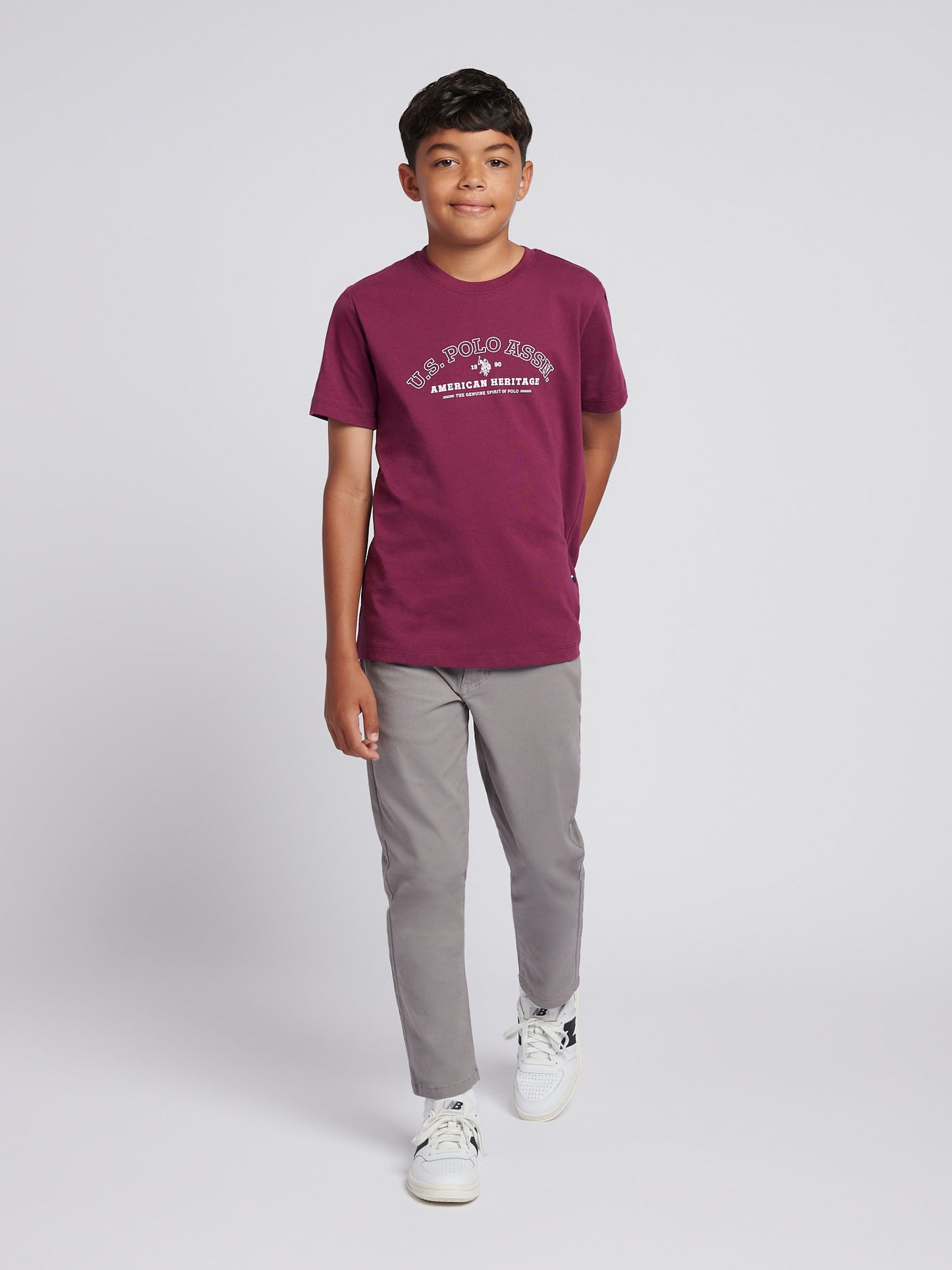 Boys Heritage Graphic Print T-Shirt in Grape Wine