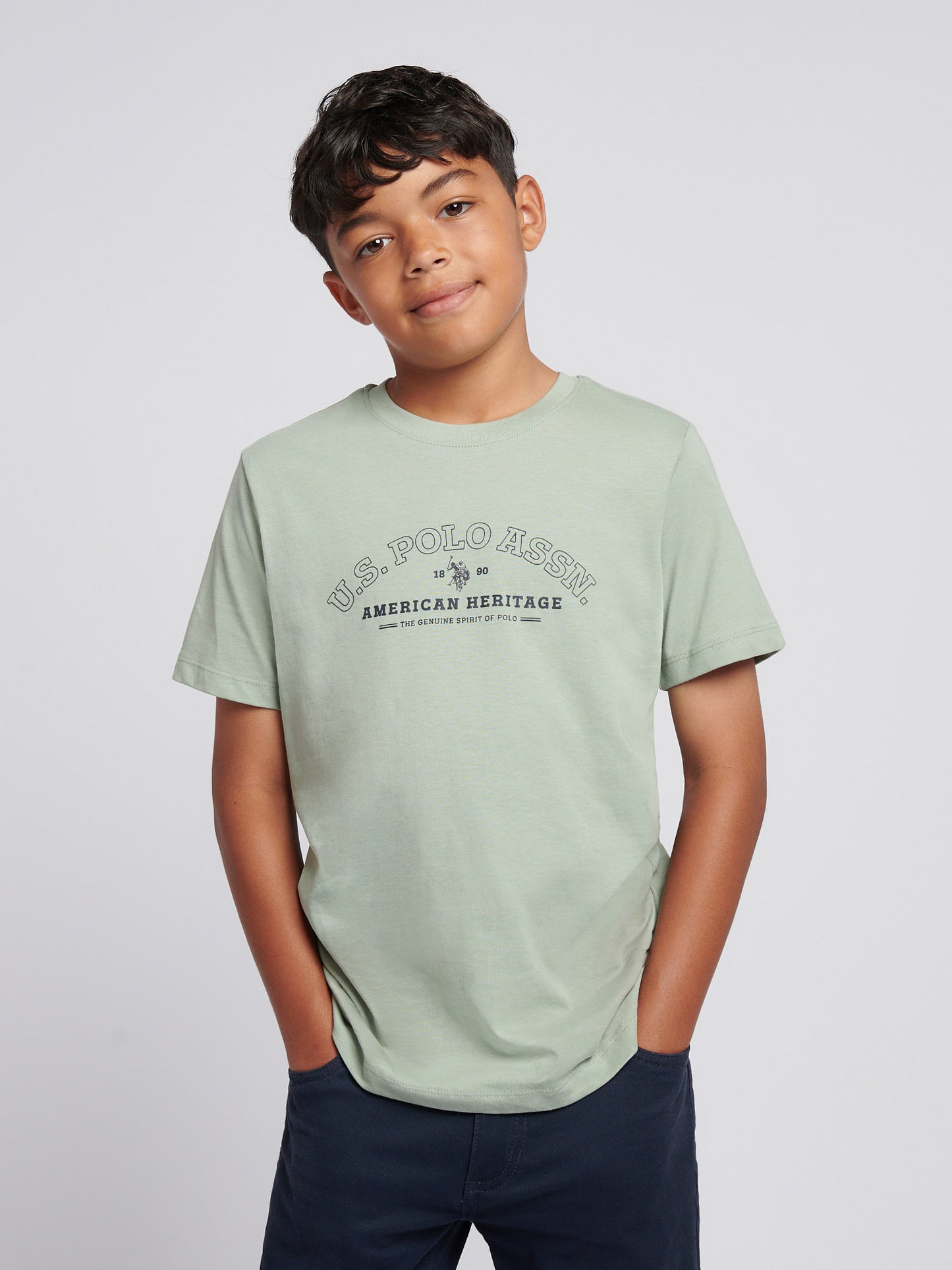 Boys Heritage Graphic Print T-Shirt in Iceberg Green