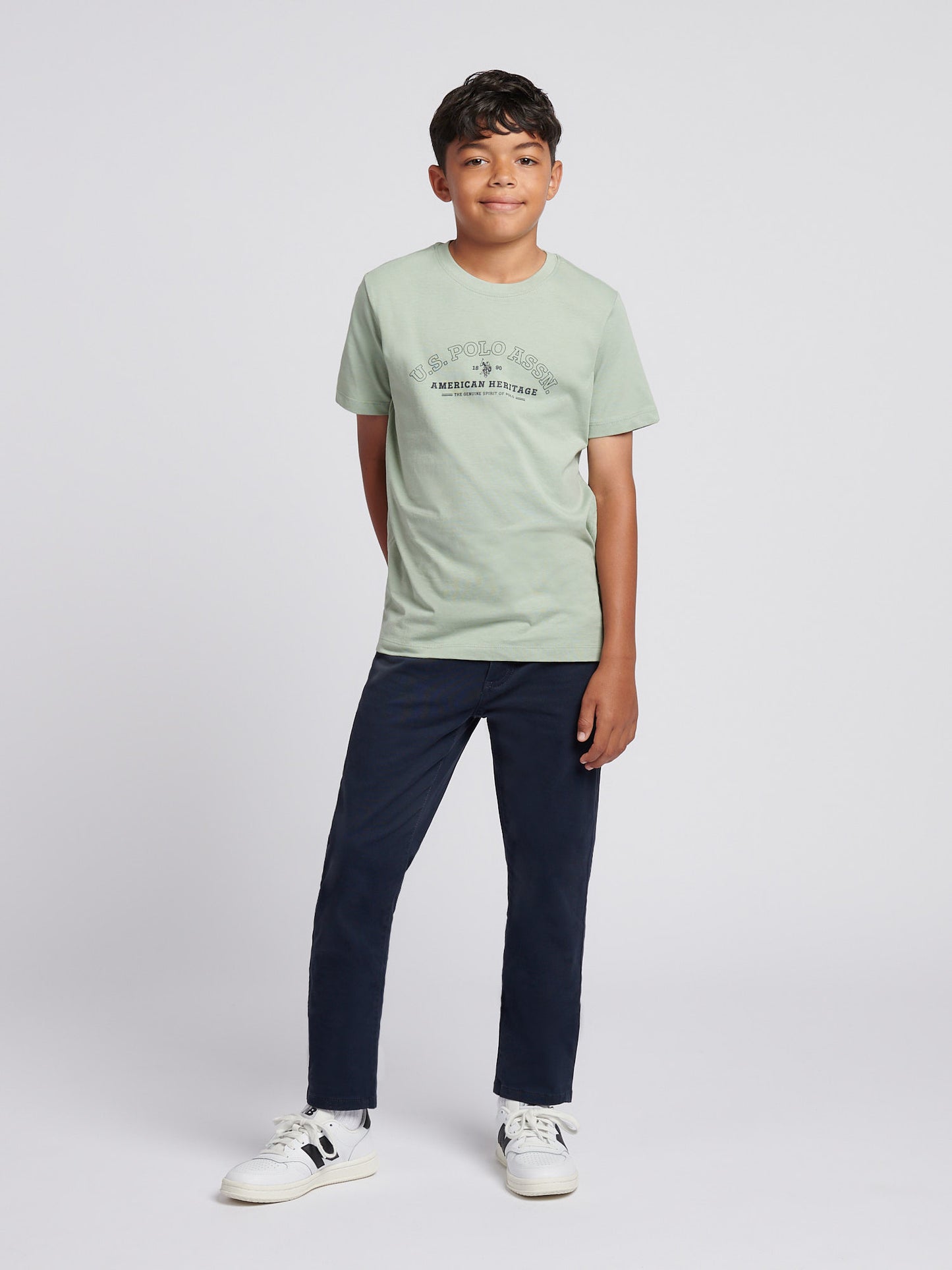 Boys Heritage Graphic Print T-Shirt in Iceberg Green