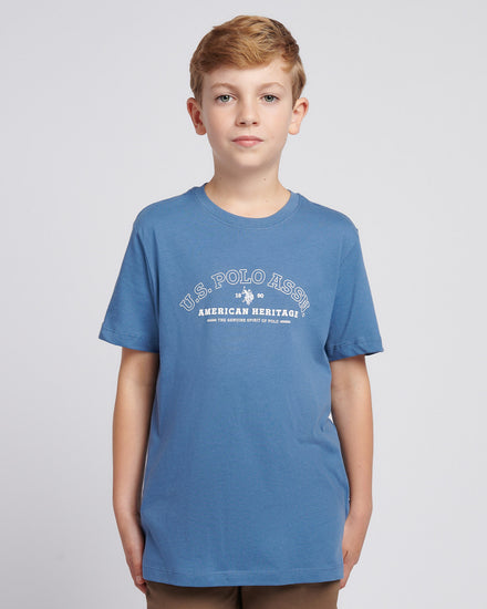 Boys Heritage Graphic Print T-Shirt in Blue Horizon
