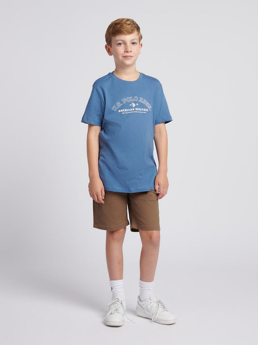 Boys Heritage Graphic Print T-Shirt in Blue Horizon