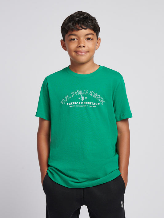 Boys Heritage Graphic Print T-Shirt in Lush Meadow