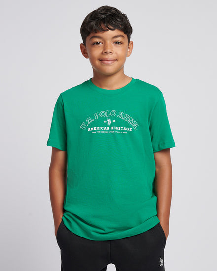 Boys Heritage Graphic Print T-Shirt in Lush Meadow