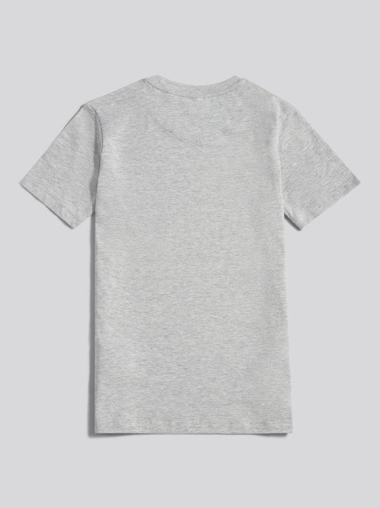 Boys Heritage Graphic Print T-Shirt in Mid Grey Marl