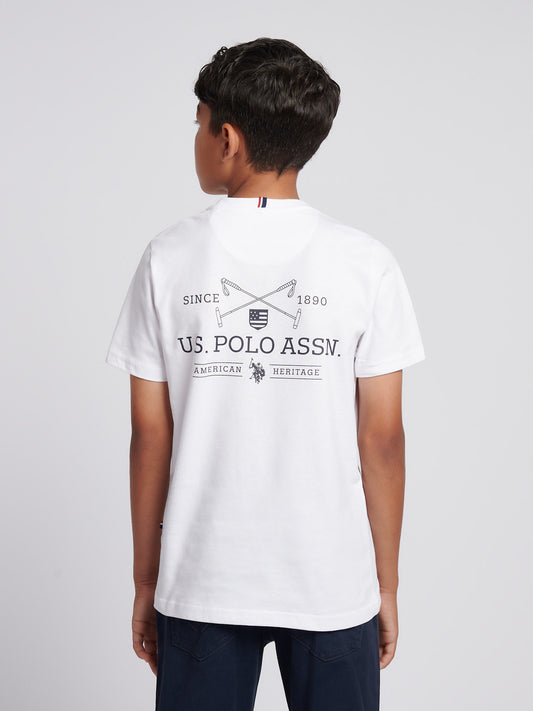 Boys USPA Back Graphic T-Shirt in Bright White