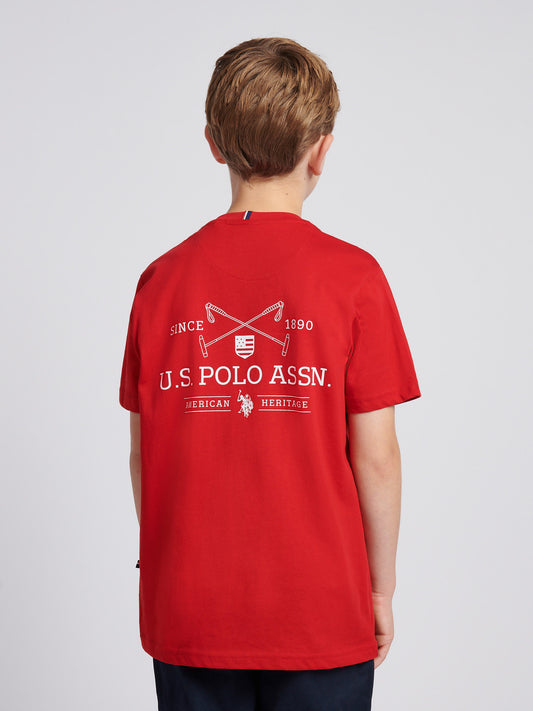 Boys USPA Back Graphic T-Shirt in Haute Red